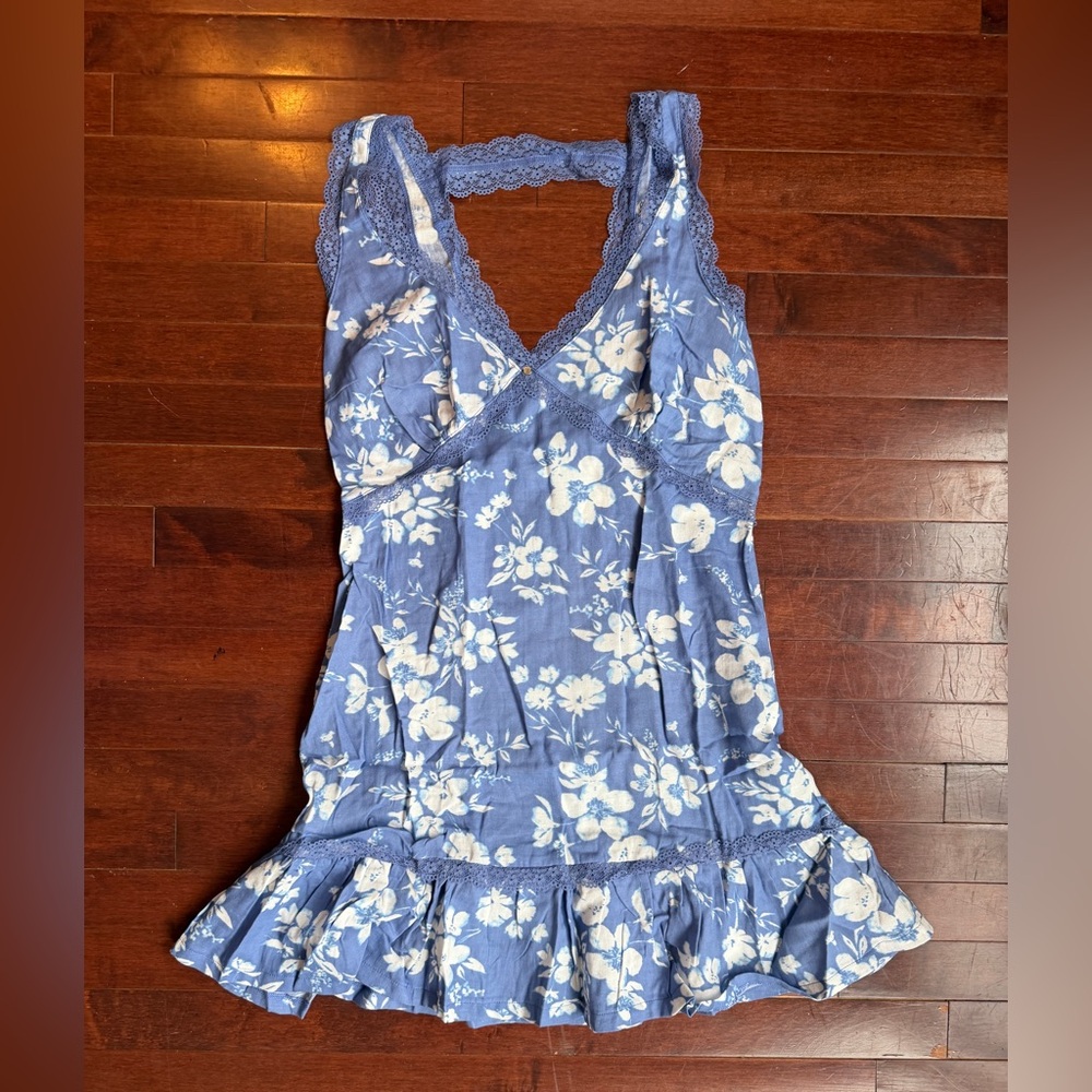 Adore Me Floral Chemise Baby doll – Blue/White – Size S – NWT